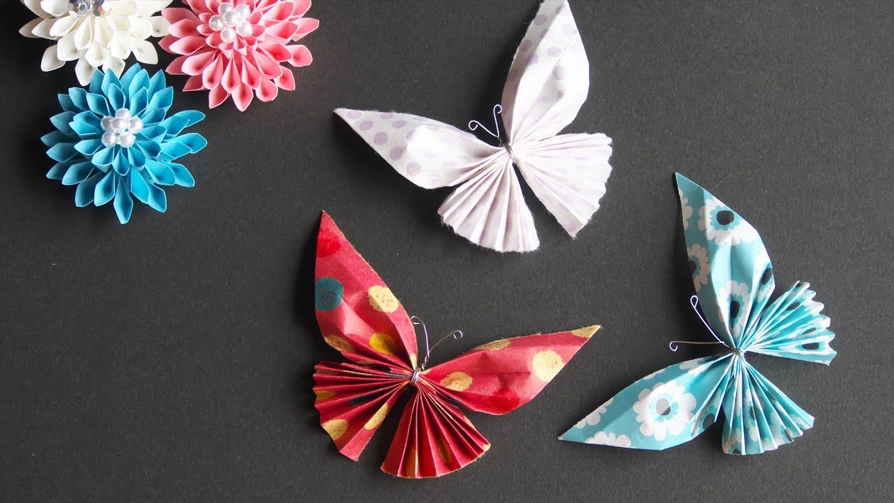 簡単 紙で作る可愛い蝶の作り方 Diy How To Make Paper Butterfly Youtube