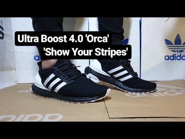 ultra boost black white stripes