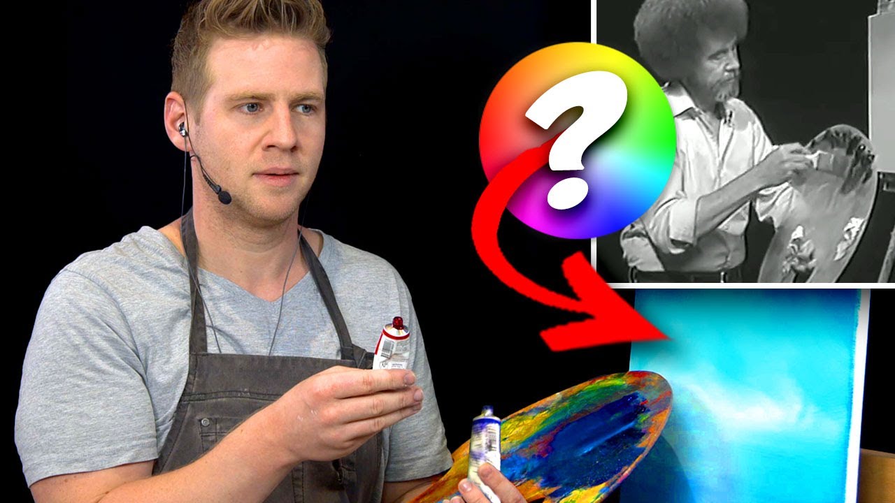 🎨❓ "Colorblind" Bob Ross Painting Challenge!! - Can I guess the right colors?..., on YouTube