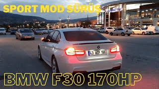 BMW F30 sport mod şehir içi sürüş | 4K