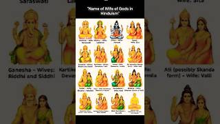 Name of wife of God's in hindu scriptures 🕉 #shorts #hindudeity #krishna #fypシ