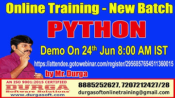 PYTHON Online Training By Mr. DURGA Sir on 24th June  @  8AM IST