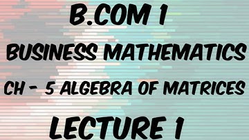 BUSINESS MATHEMATICS CHAPTER-5 (Lecture - 1)