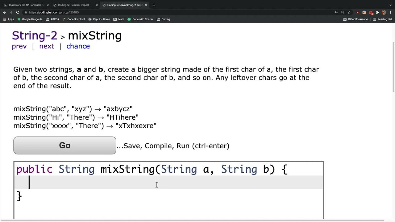 CodingBat String 2 mixString - YouTube