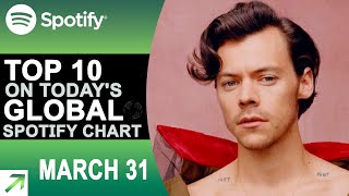 Top 10 on Today&#39;s Global Spotify Chart (3/31/22)