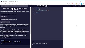 Basic CSS (35/44) | Use RGB values to Color Elements | freeCodeCamp