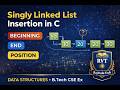 Singly Linked List Insertion in C | Insert at Beginning, End & Position | Data Structures