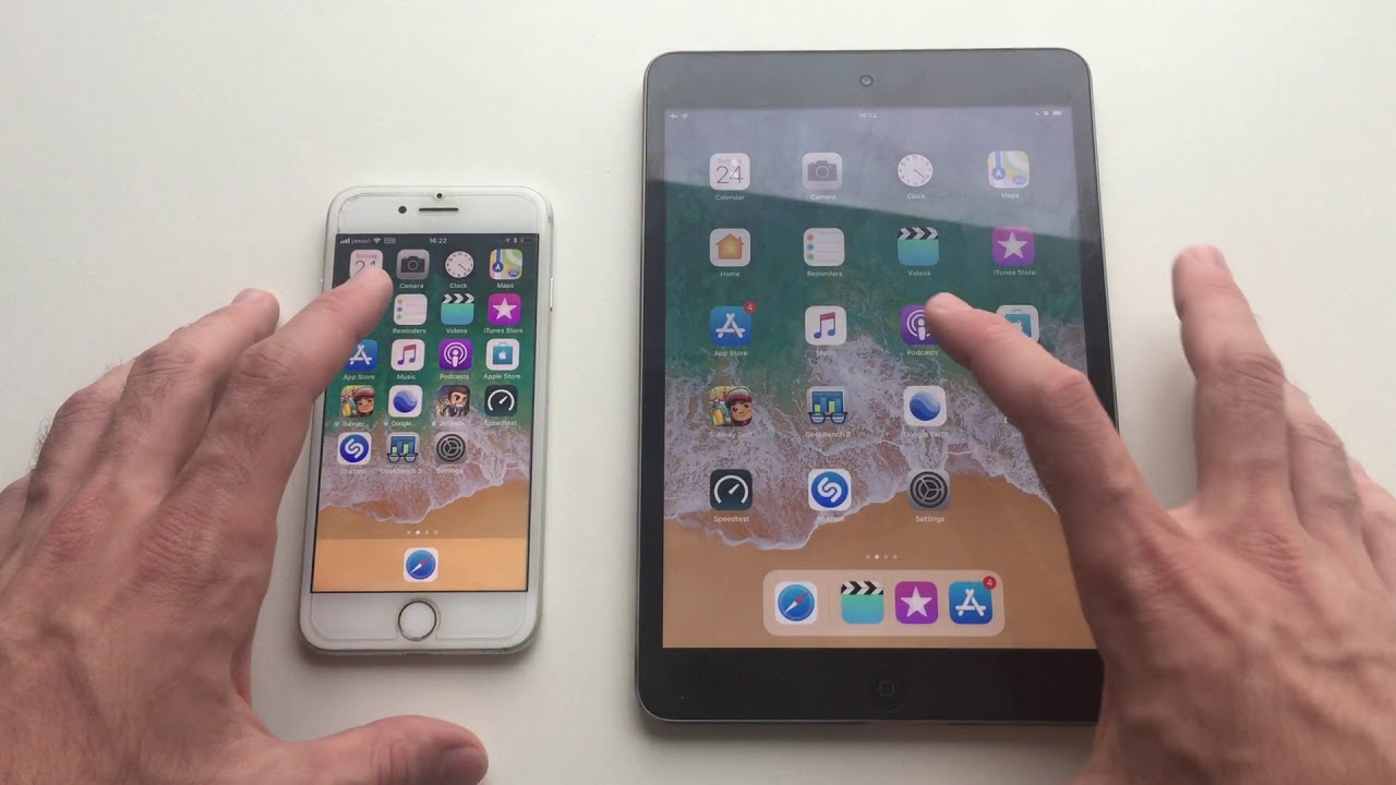 iPhone 7 vs iPad mini 2 ( A10 vs A7) ios 11. - YouTube