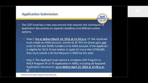 FY 2022 CDFI NACA TA Application Webinar Workshop