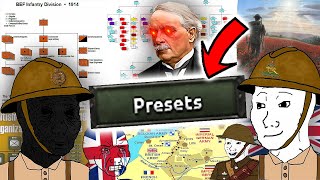 WW1 Britain, but only Historical Presets & Divisions In HOI4?