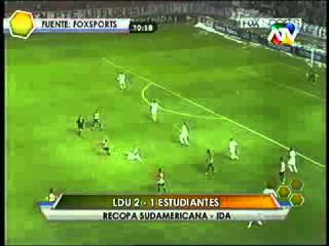 Liga Deportiva Universitaria 2 vs 1 Estudiantes La Plata partido de ida por la Recopa Sudamericana 2010