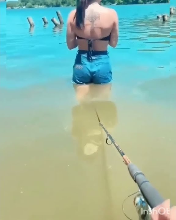 cewek cantik mancing di jahilin pacar ngakak #mancing #mancinglucu #short
