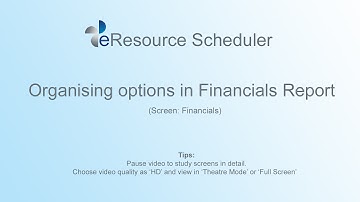Organising options in Financials Report – eRS Resource Scheduling Software
