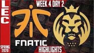 FNC vs MAD Highlights | LEC Spring 2020 W4D2 | Fnatic vs MAD Lions