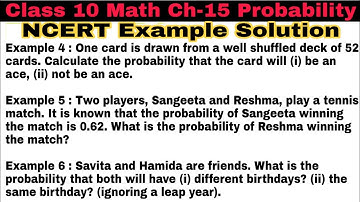Class 10 Ch 15 Example 4| Example 5 | Example 6 | Mathematic | NCERT Solution | CBSE | Probability |