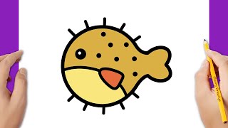 HOW TO DRAW A PUFFERFISH EASY / HOW TO DRAW A BLOWFISH EASY