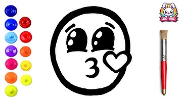 How to Draw the Kissing Emoji Step by Step for Beginners | DrawWithBunny