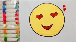 How to draw Cute Emoji with cute smile 😍 || Easy drawing tutorial for kids, toddler's