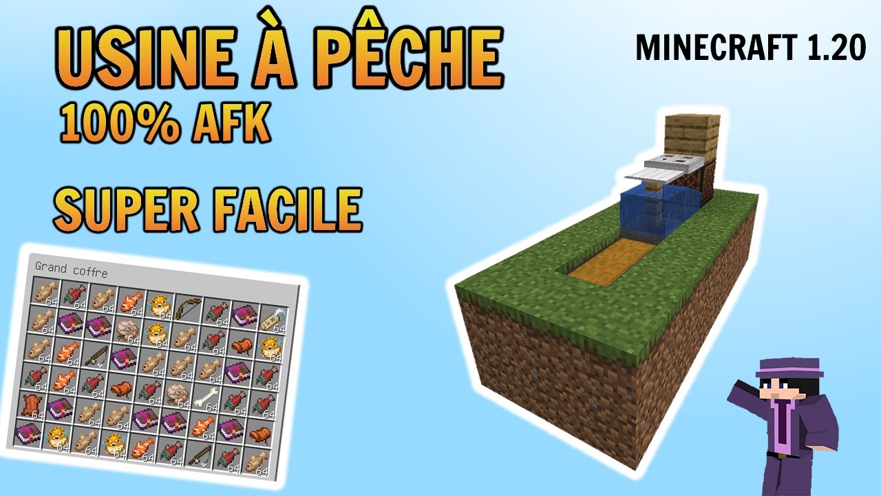 Usine à pêche 100% AFK sur Minecraft l SUPER FACILE - YouTube