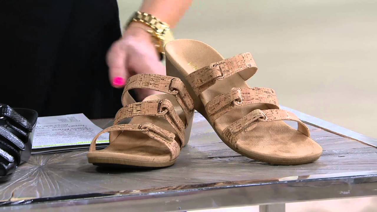 Vionic Orthotic Triple Strap Slide Wedges Dwyn on QVC YouTube