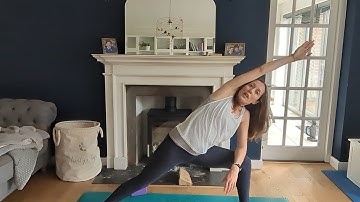 Utthita Parsvakonasana or extended side angle pose tutorial with props and modifications