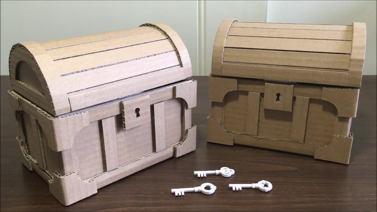 ダンボール製鍵付き宝箱 作り方は説明欄のurlよりご覧いただけます Cardboard Treasure Chest Youtube