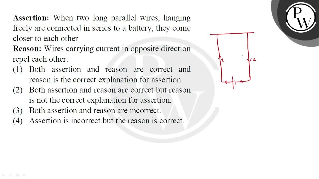 Assertion When two long parallel wires, hanging freely are connected