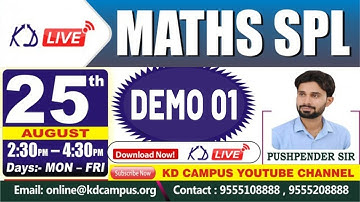 NEW BATCH MATHS SPL || MATHS || DEMO - 01 || BY PUSHPENDER SIR