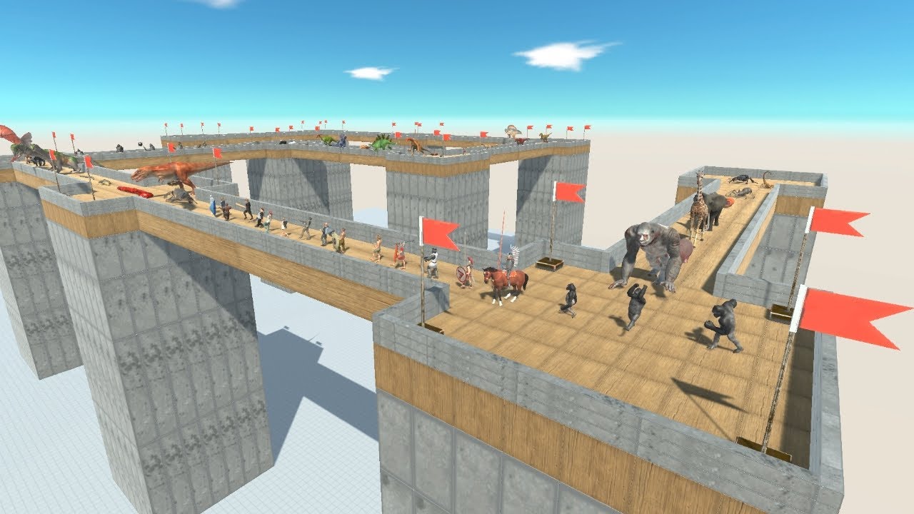 MODERN MAMMALS Team on Running Track vs Teams from ALL UNITS Animal Revolt Battle Simulator