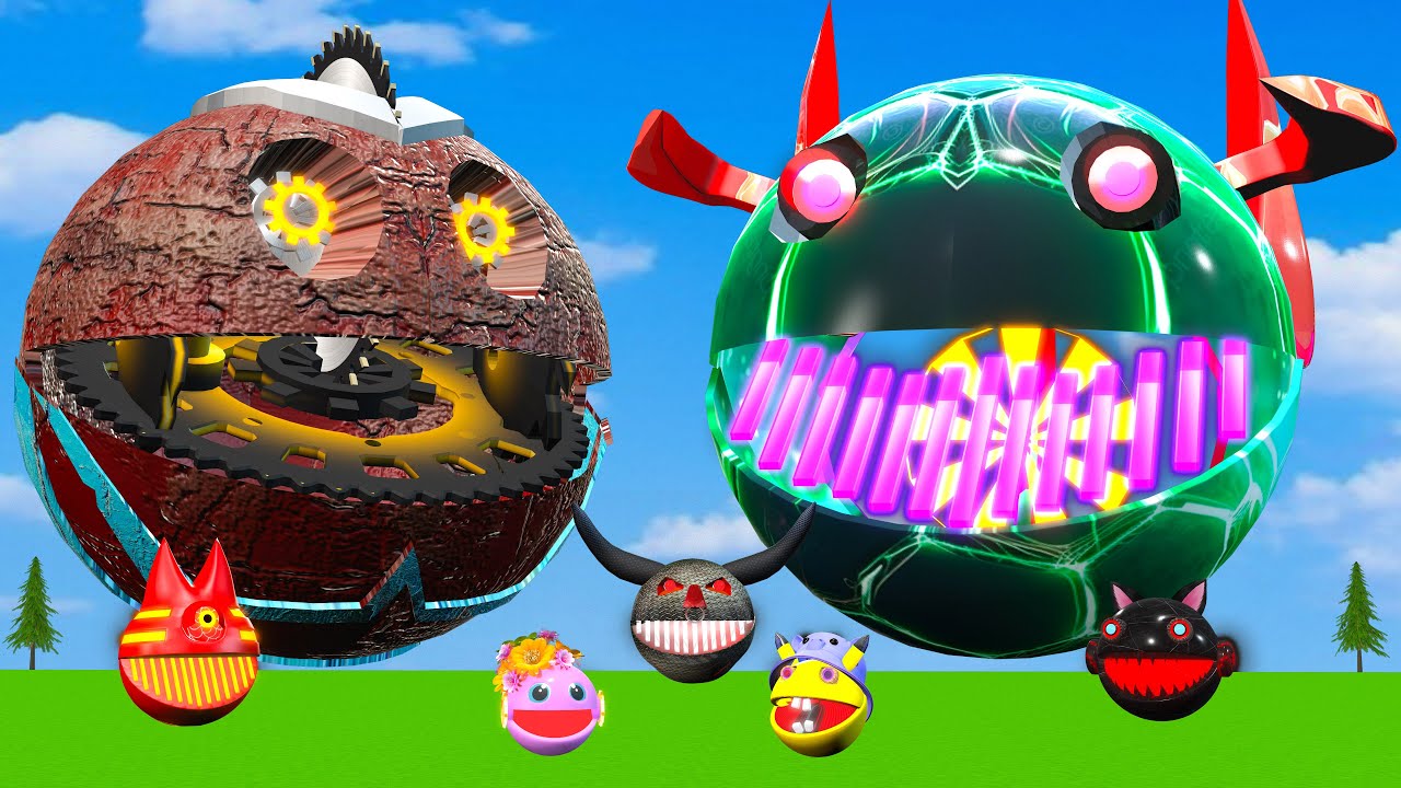 MS PACMAN & NEW RED PACMAN VS TWO YELLOW MONSTER PACMAN FIGHTING IN POKEMON #2025