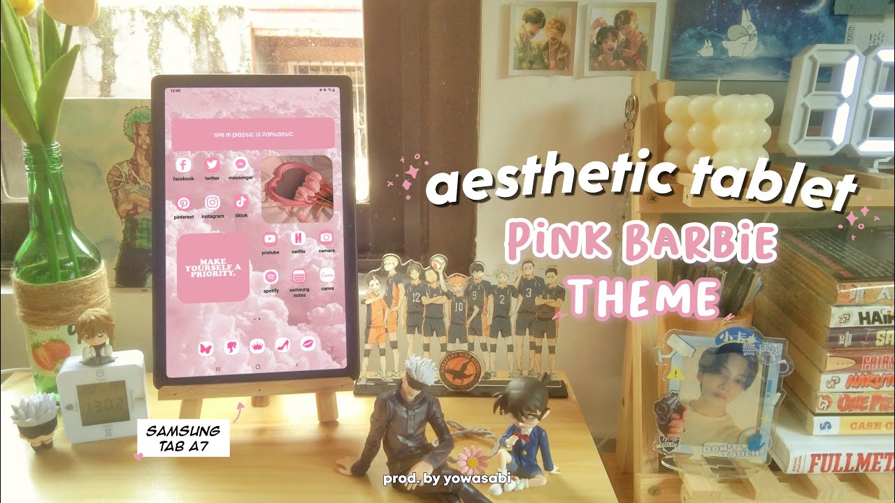 aesthetic tablet homescreen –; 👠🌺 pink barbie theme