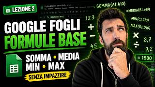 Formule base Google Fogli: SOMMA, MEDIA, MIN, MAX (spiegate semplice)