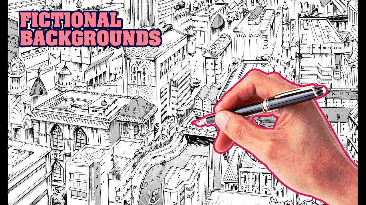 How to Draw Backgrounds FROM SCRATCH | Fictional Cityscape - YouTube