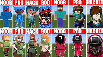 NOOB vs PRO vs HACKER Minecraft Pixel Art Compilation (10 minutes)