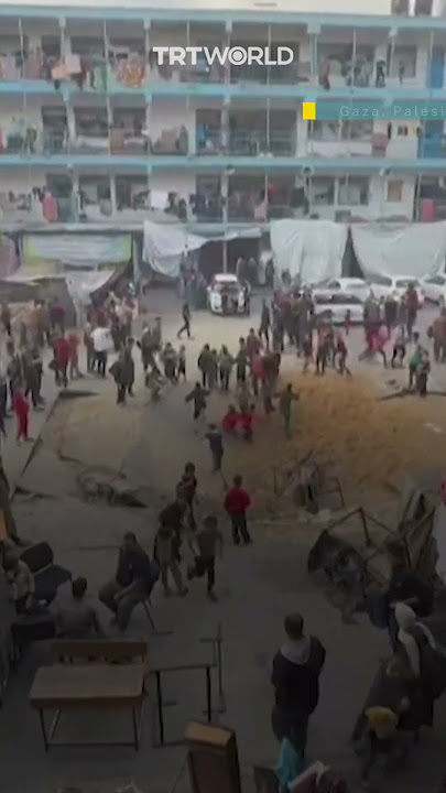 Gaza children play in crater created by Israeli airstrike