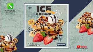 Waffle Ice Cream Poster Design | CorelDraw Tutorial | Graphic Design |  @jawadprinters