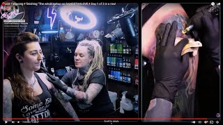 🔴Live Tattooing GANGSTAHLOVE⚡️finishing "The witch" tattoo on GANGSTAHLOVE⚡️Day 1 of 2 in a row!