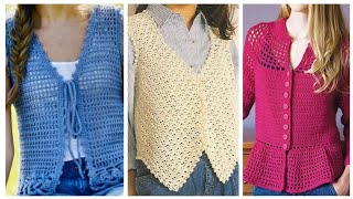 Top amazing Wolen Hand made Summer Waistcoat designs for girls Women/ 2024 ideas