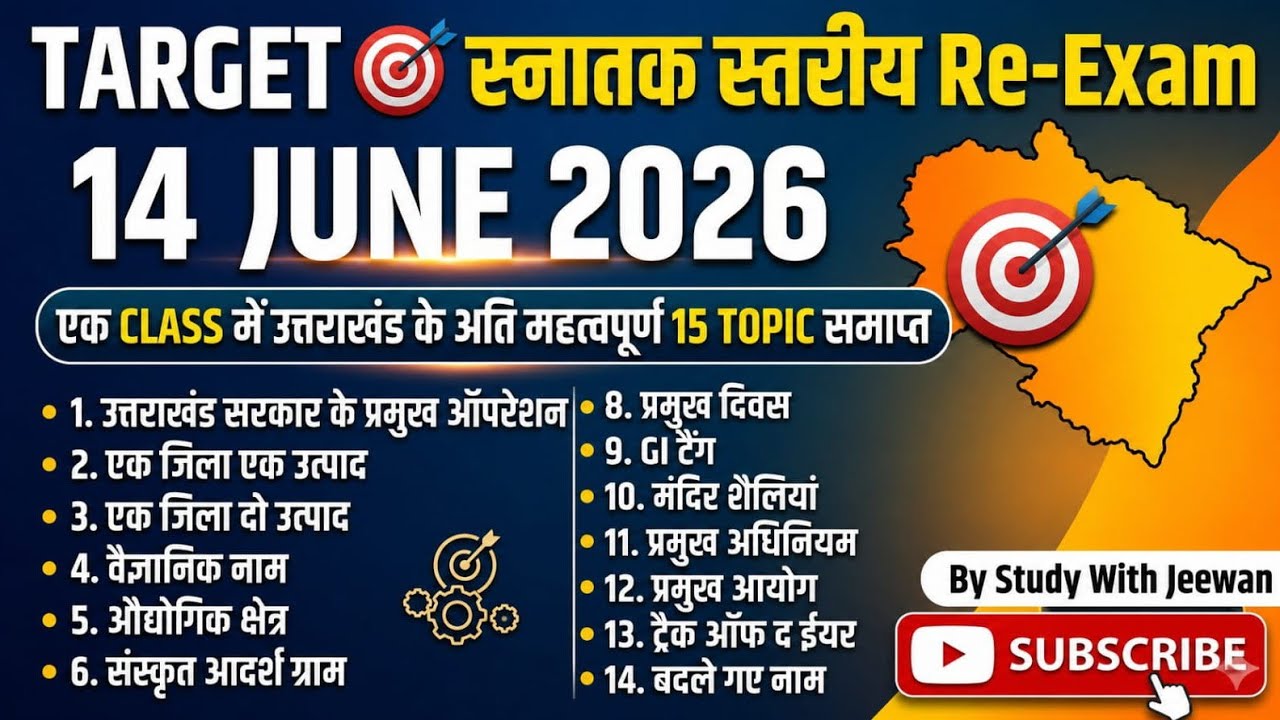 Target 🎯 स्नातक स्तरीय Re-Exam 2026 | Uttarakhand GK के 15 Important ...
