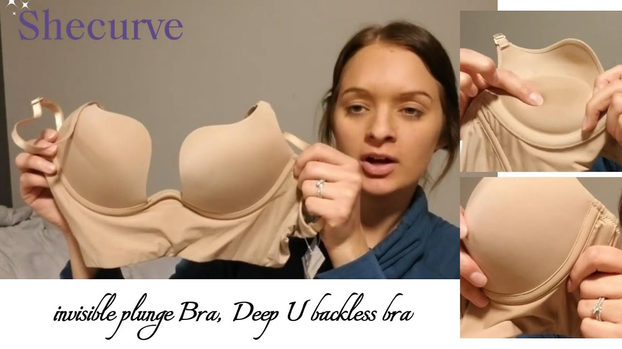 Shecurve invisible plunge Bra, Deep U backless bra. Best for cleavage showing dresses