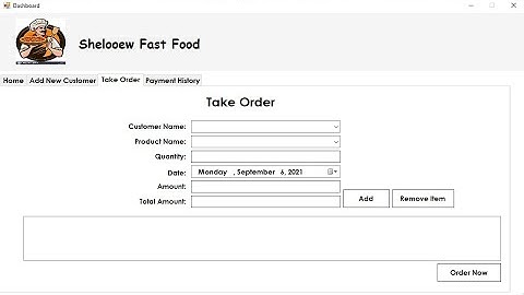 Fast Food Application Take Order and Payment History part 2
