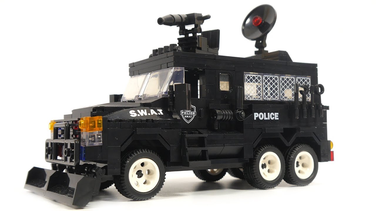 WWEI Custom SWAT Auto della Polizia veicolo Compatibile con LEGO con 4 Minifigure per SWAT Team Polizia 
