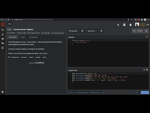 Задача на Codewars метод includes ()