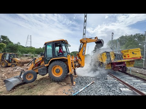 JCB 3DX Loading Jally in Rail Truck and Spread Railway Track in Nellai | Jcb Truck