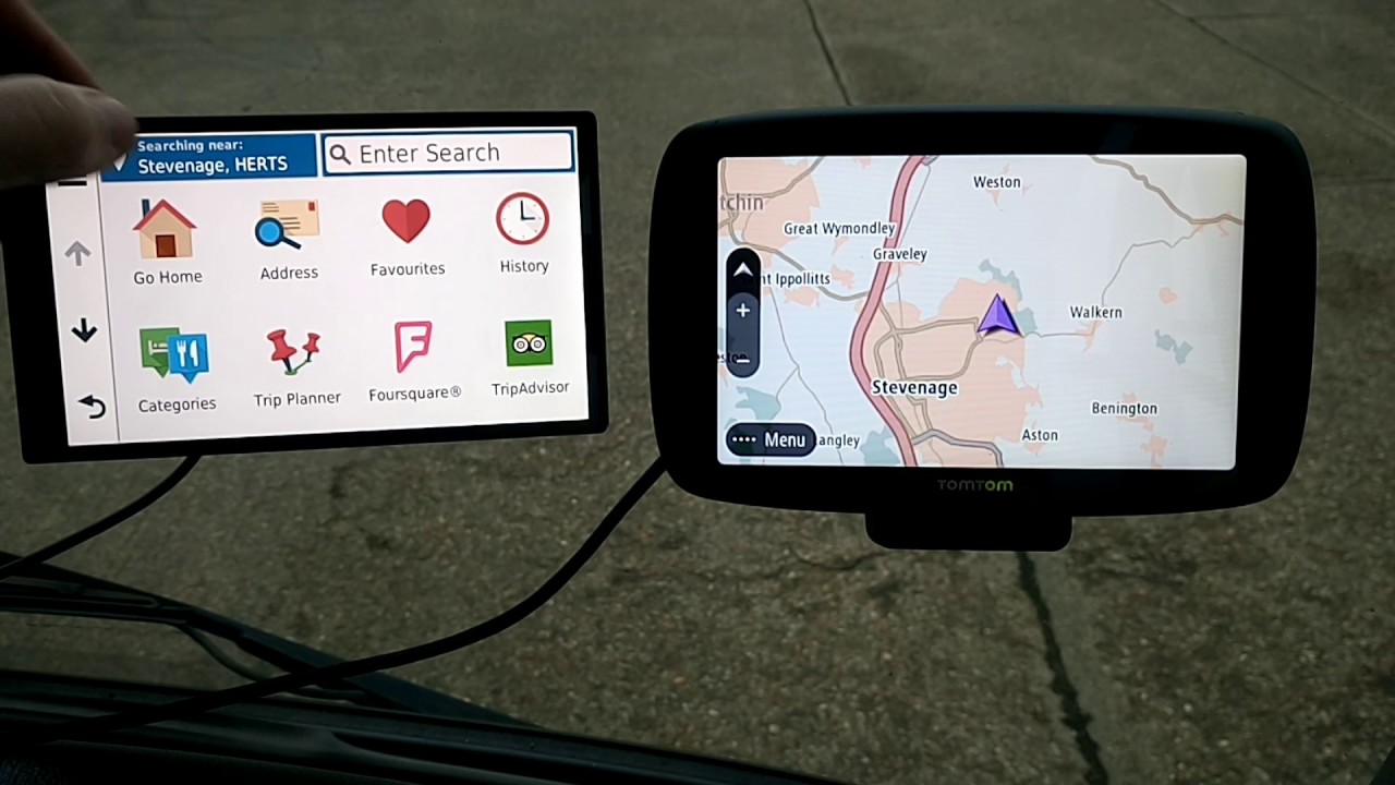 Garmin Drivesmart 61 vs Tomtom Go 6000 planning route test. -