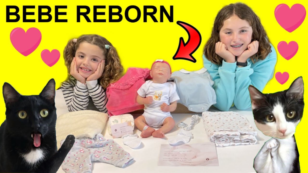 Laia y Ana juegan con el bebé reborn de Cucoreborn y los gatitos Luna y Estrella / Videos para niños