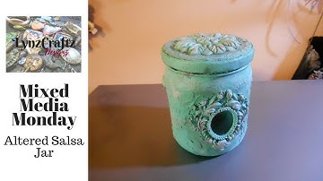 #diy  #mixedmedia  Altered Salsa Jar step by step #resin #paperclay Free Tutorial
