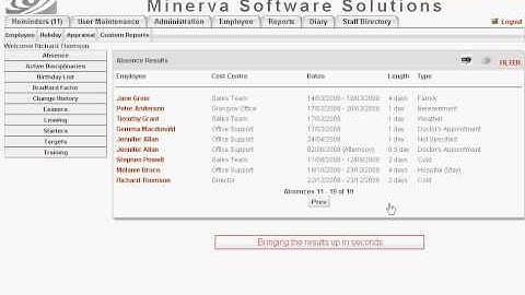 Reporting with Minerva Human Resources Software