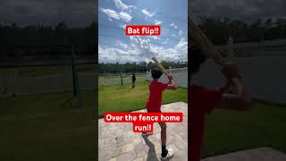 Bat flip!! Over the fence home run!! #viral #baseball #brucebolt #baseballlife #maxclark #100%