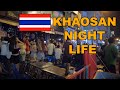 Bangkok Khaosan Road Night Life Walking - 2023 Thailand Travel 4K